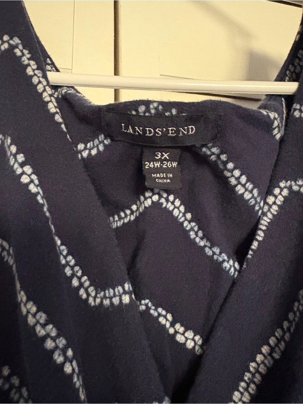Lands end fit & flare Navy Blue Chevron Wrap-Style Sundress - Picture 3 of 3
